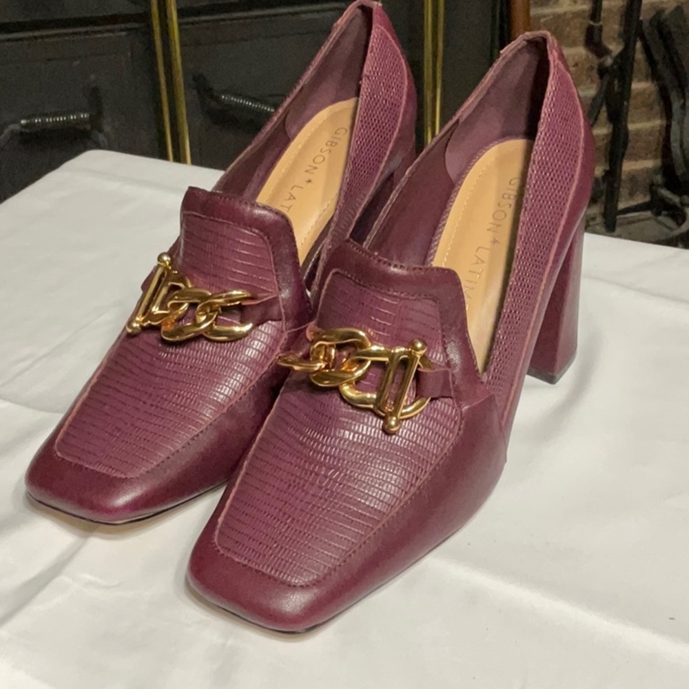 Gibson Latimer Wine Burgundy Chain-Trim Loafers